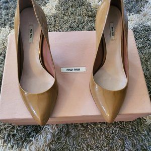 100% Authentic Nude Miu Miu Patent Leather-- Size EUR 35